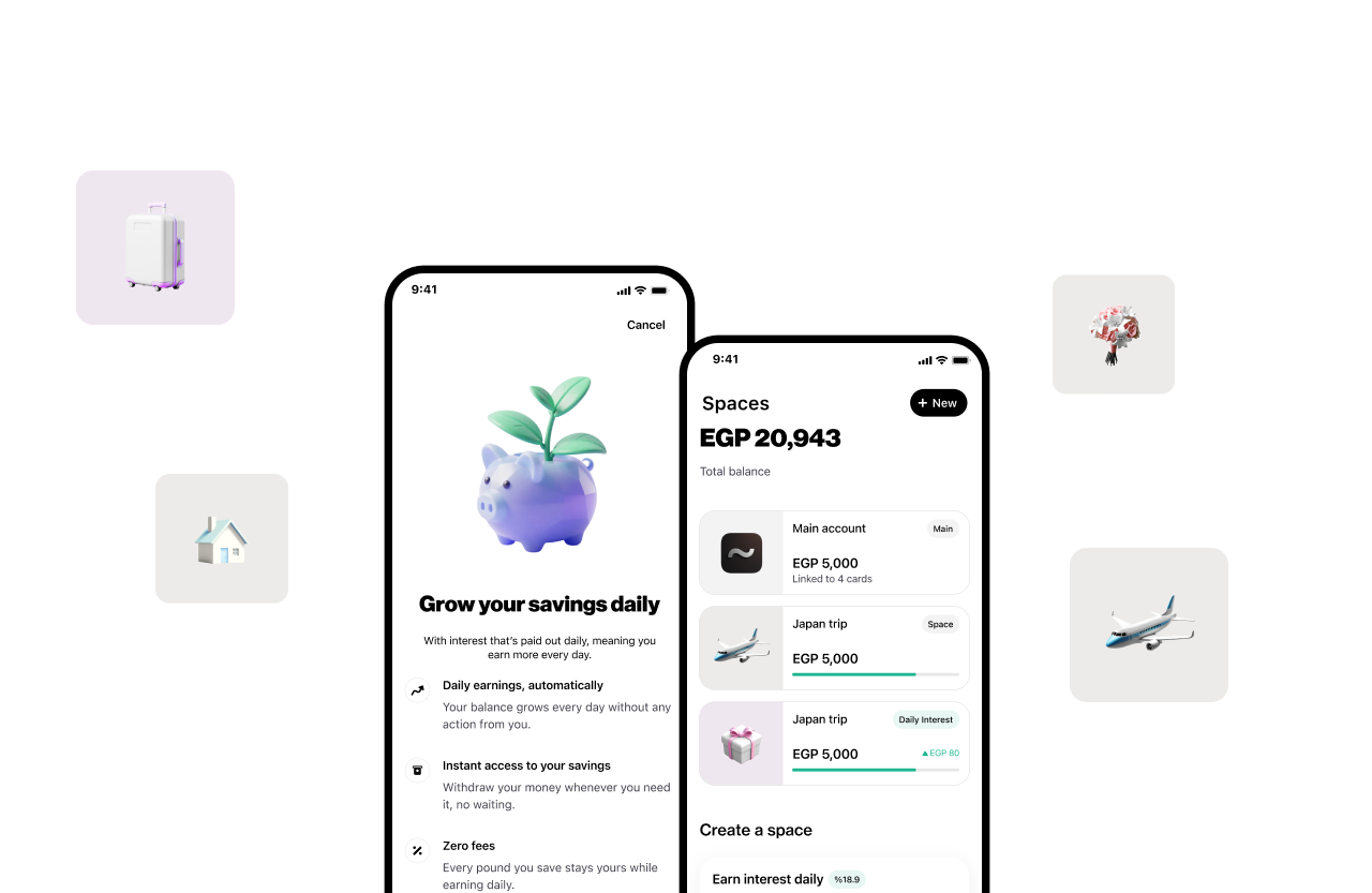 Telda Daily Saver Space screens